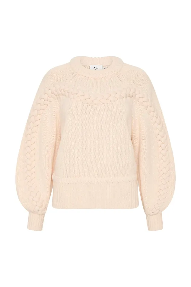 Aje Somerled Braided Knit Coconut Cream Women Knitwear and Jumpers