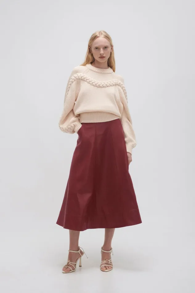 Aje Somerled Braided Knit Coconut Cream Women Knitwear and Jumpers