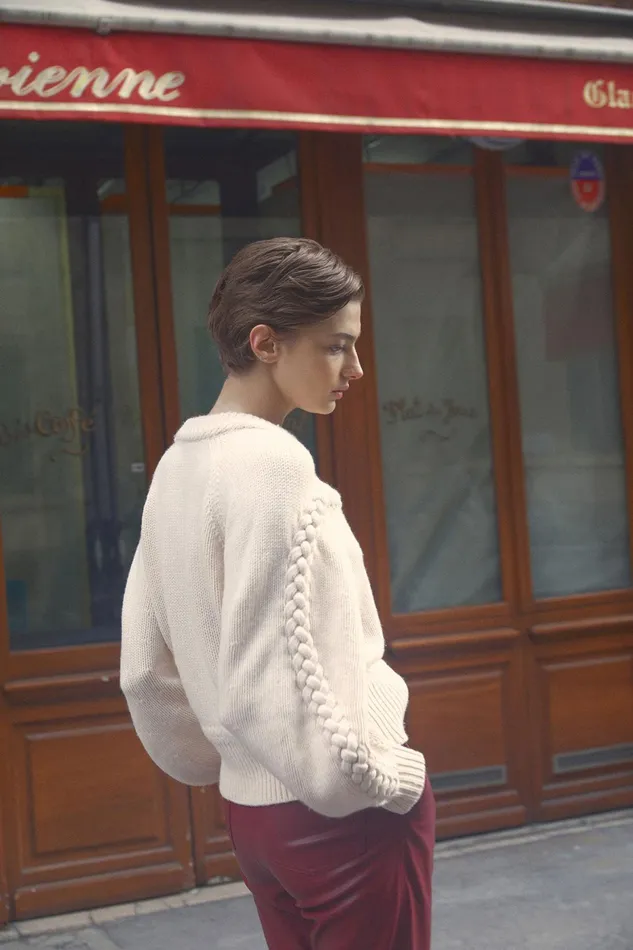 Aje Somerled Braided Knit Coconut Cream Women Knitwear and Jumpers