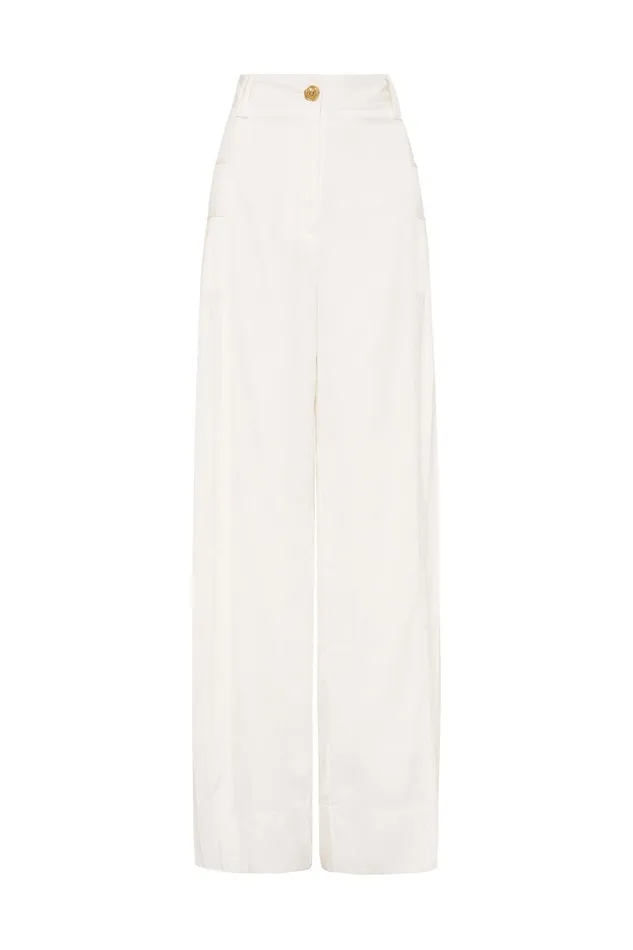 Aje Tranquility Pleated Pant Ivory Women Pants
