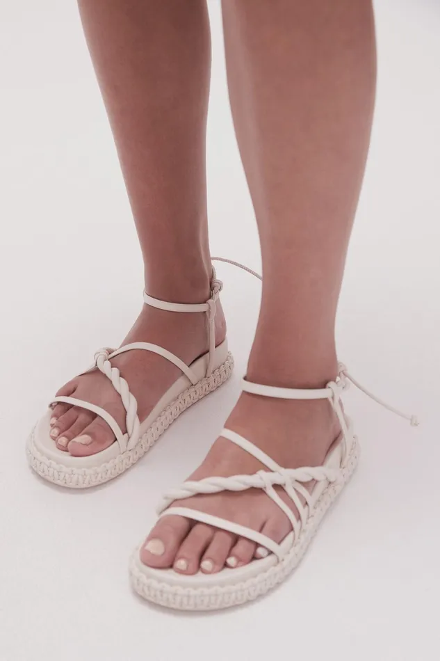 Aje Tryphena Platform Twist Sandal Ivory Women Shoes