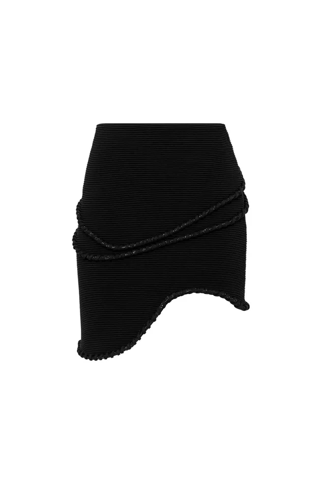 Aje Undulating Knit Mini Skirt Black Women Skirts