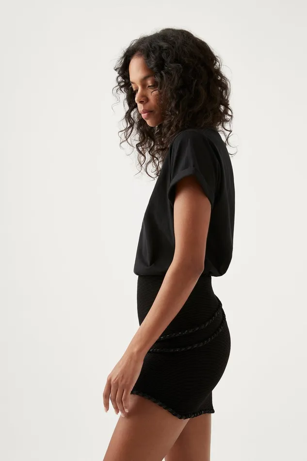 Aje Undulating Knit Mini Skirt Black Women Skirts