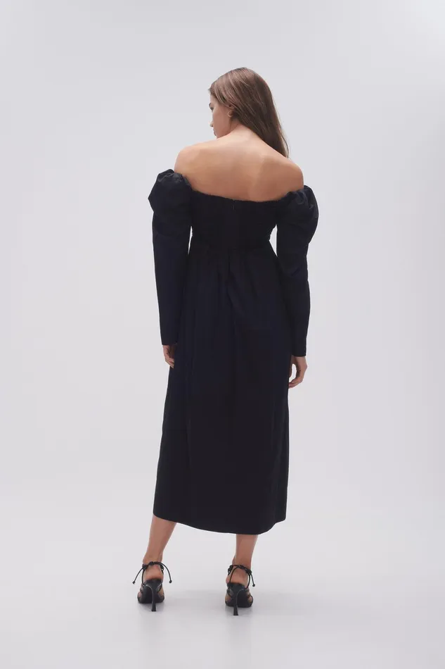 Aje Valentina Bow Midi Dress Black Women Dresses