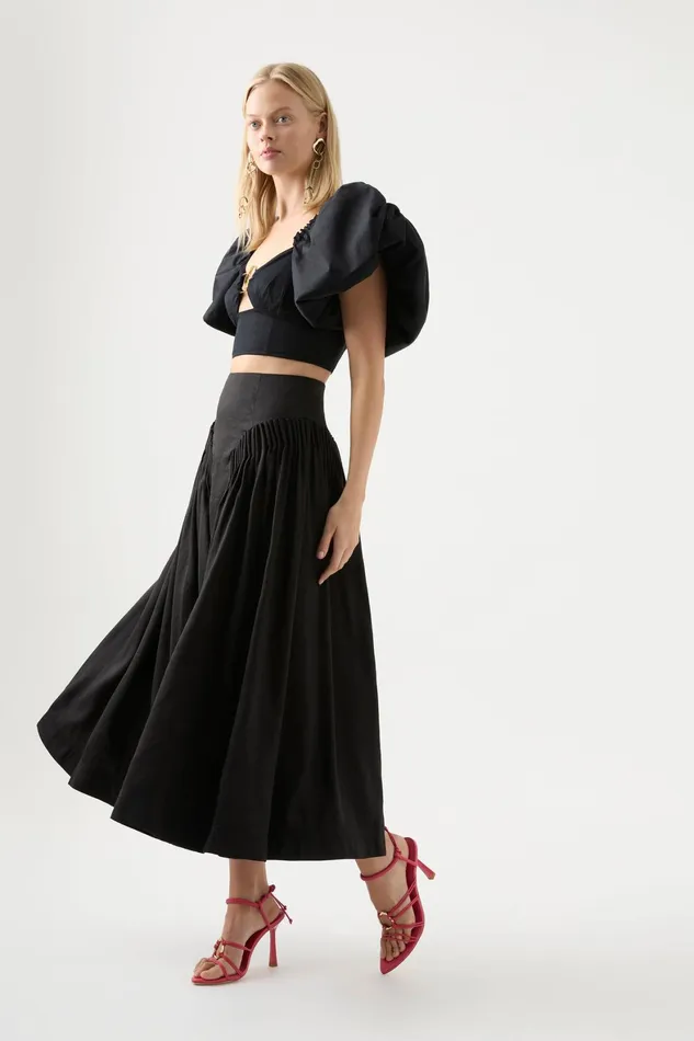 Aje Yves Midi Skirt Black Women Skirts