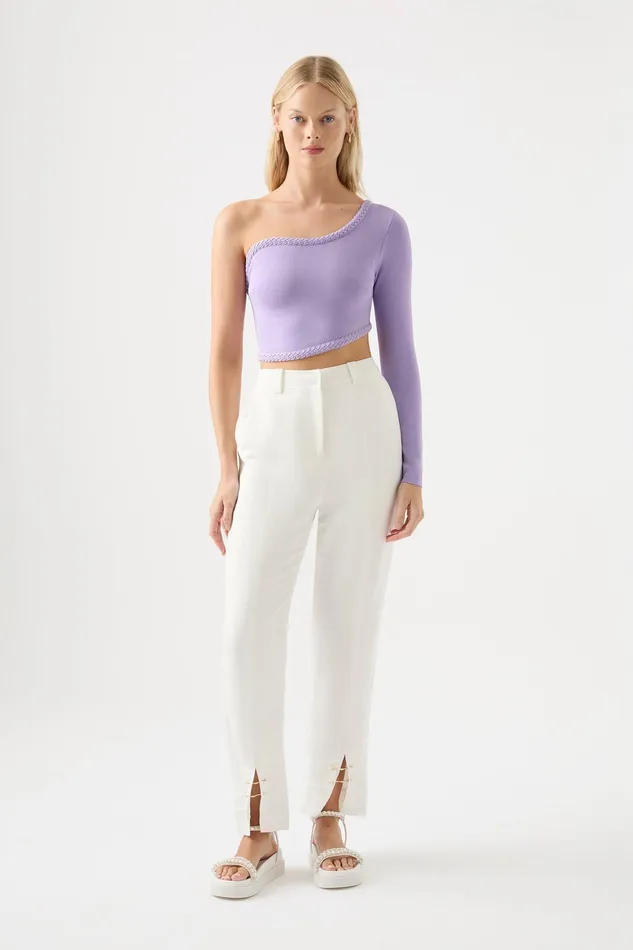 Aje Zita Split Front Tapered Pant Ivory Women Pants