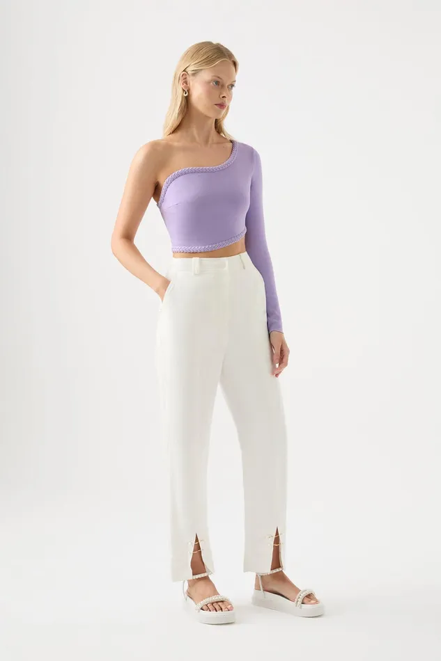 Aje Zita Split Front Tapered Pant Ivory Women Pants