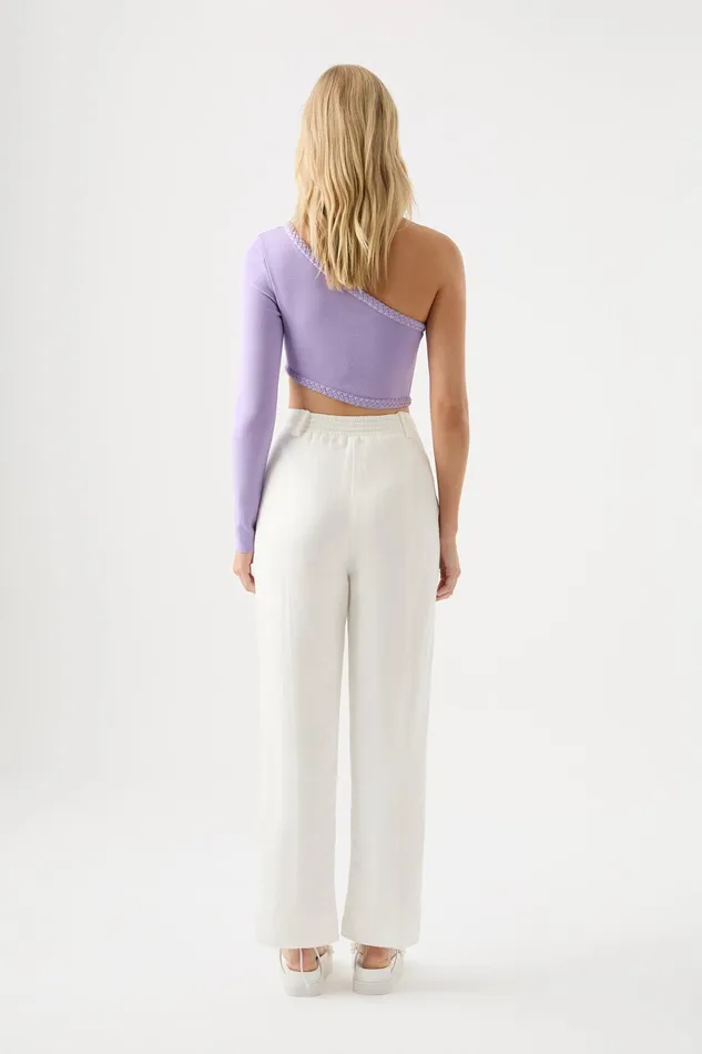 Aje Zita Split Front Tapered Pant Ivory Women Pants