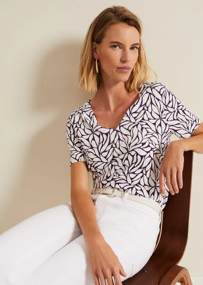 Alice Leaf Print Top Purple Women Phase Eight Tops and TShirts