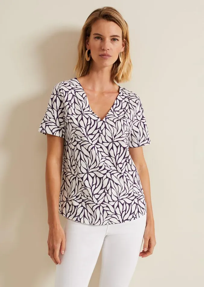 Alice Leaf Print Top Purple Women Phase Eight Tops and TShirts