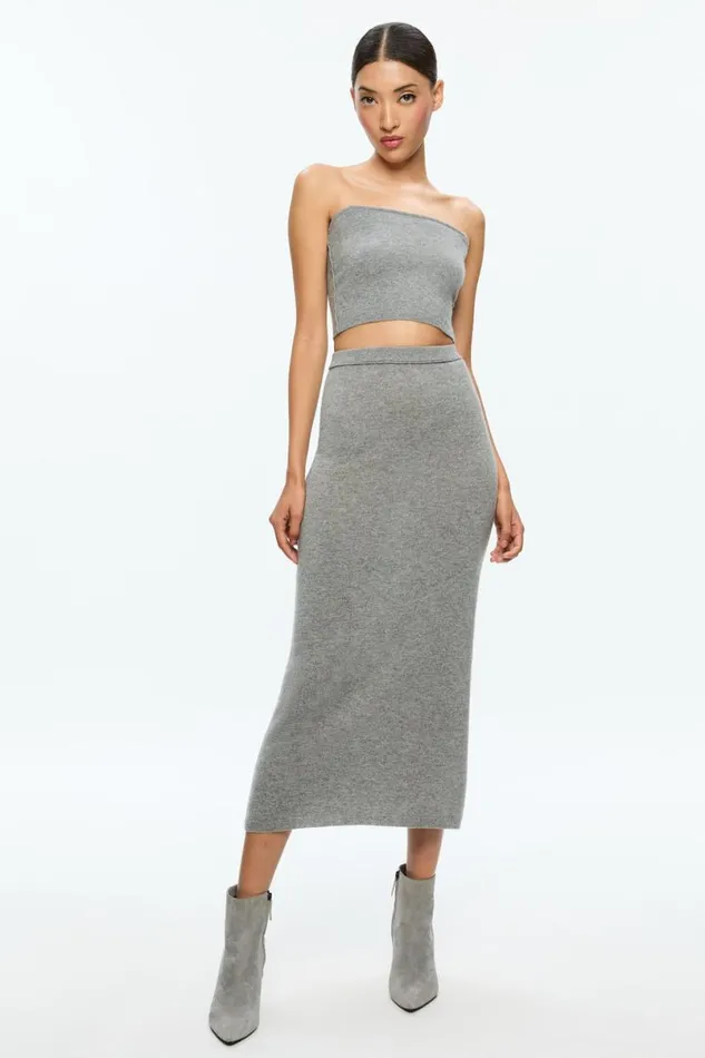 Alice Olivia Alison Knit Top Medium Heather Grey Women Tops