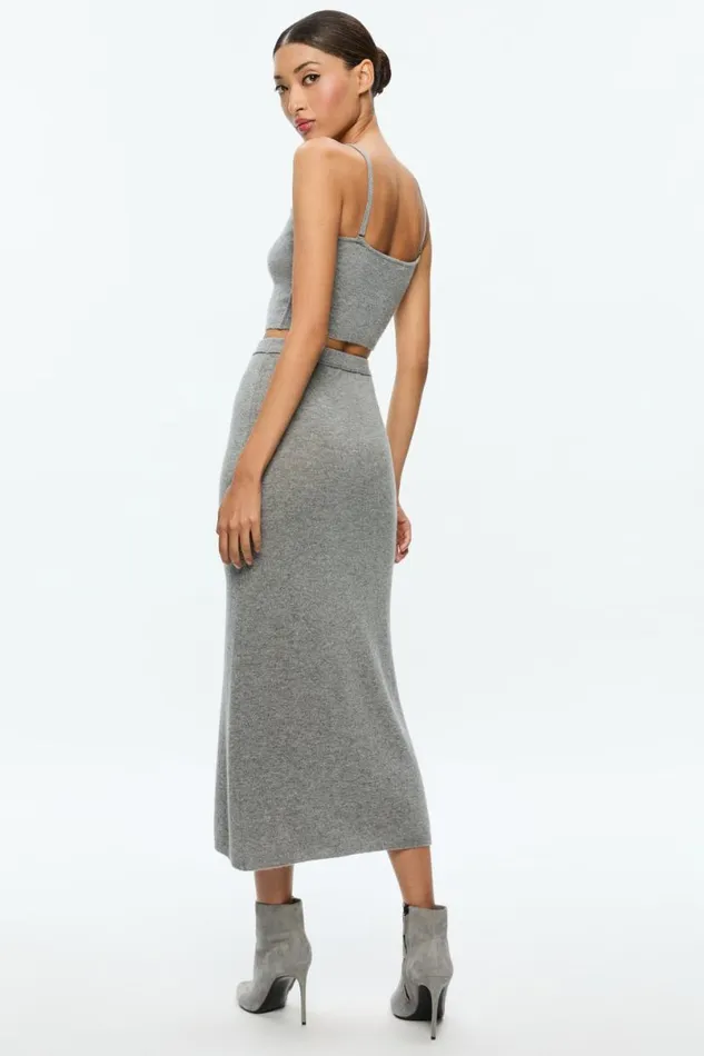 Alice Olivia Alison Knit Top Medium Heather Grey Women Tops