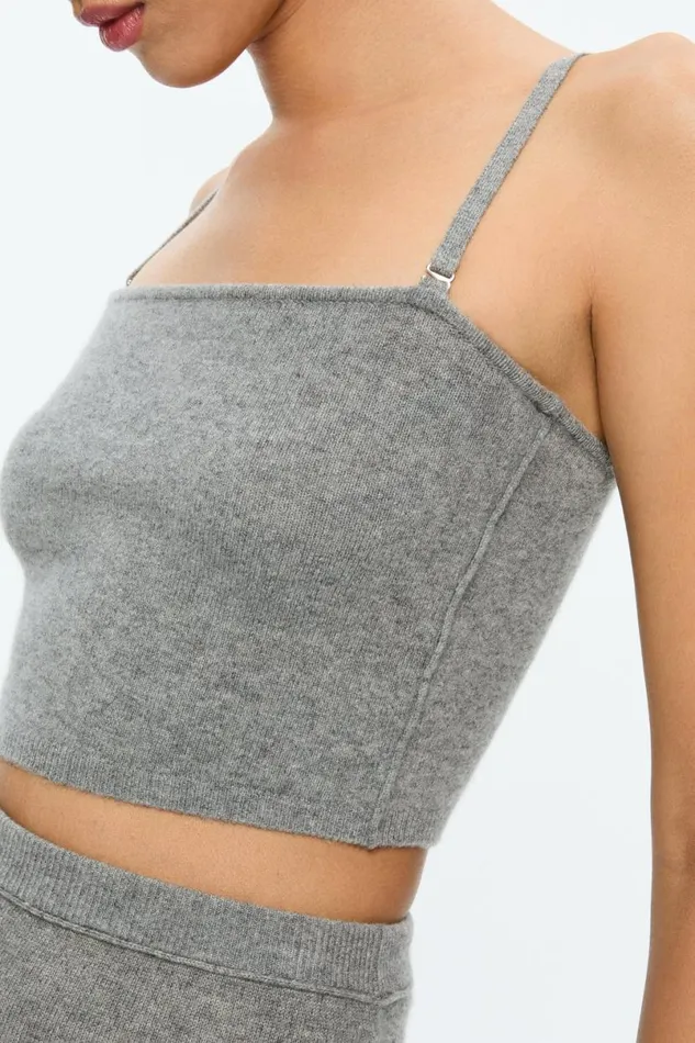 Alice Olivia Alison Knit Top Medium Heather Grey Women Tops