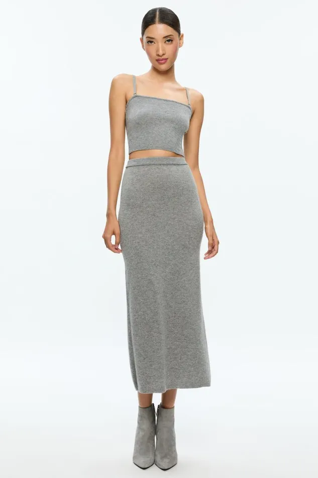 Alice Olivia Alison Knit Top Medium Heather Grey Women Tops