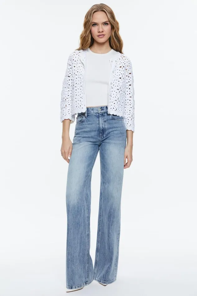 Alice Olivia Anderson Cardigan White Women Sweaters
