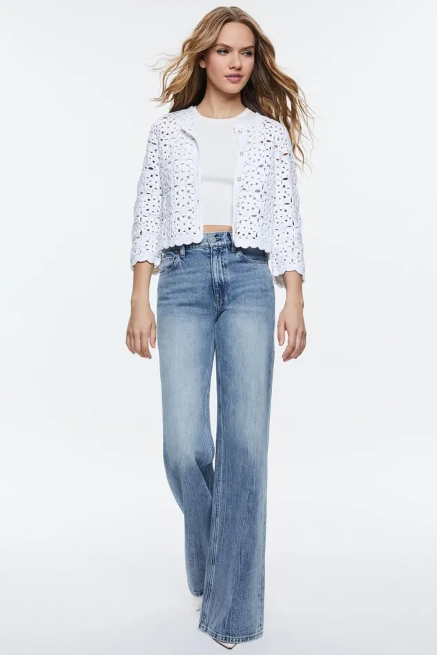 Alice Olivia Anderson Cardigan White Women Sweaters