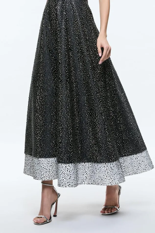 Alice Olivia Bijou Crystal Gown Blackoff White Women Dresses