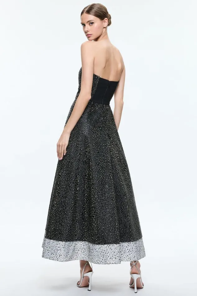 Alice Olivia Bijou Crystal Gown Blackoff White Women Dresses