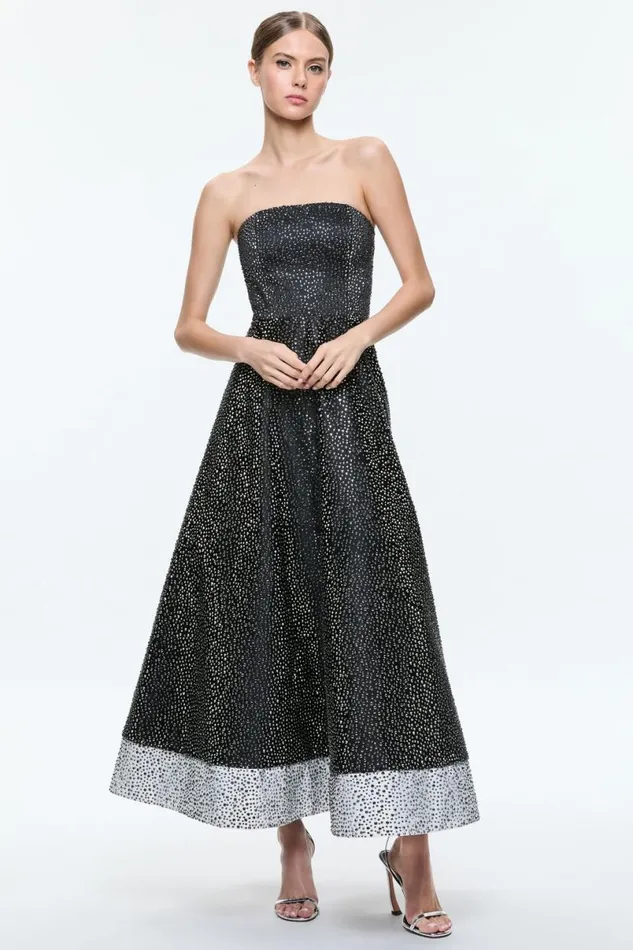 Alice Olivia Bijou Crystal Gown Blackoff White Women Dresses