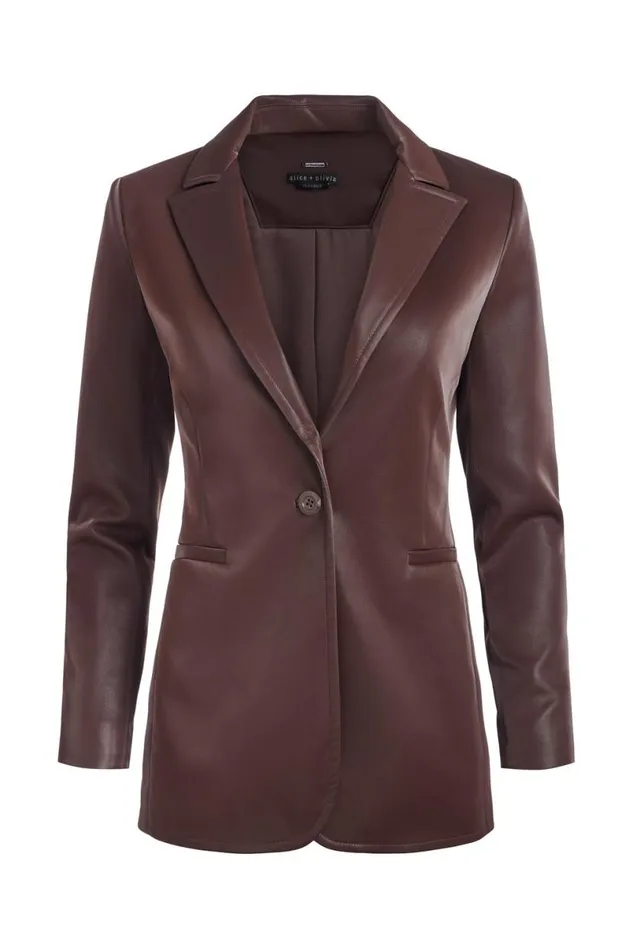 Alice Olivia Breann Vegan Blazer Espresso Women Suits