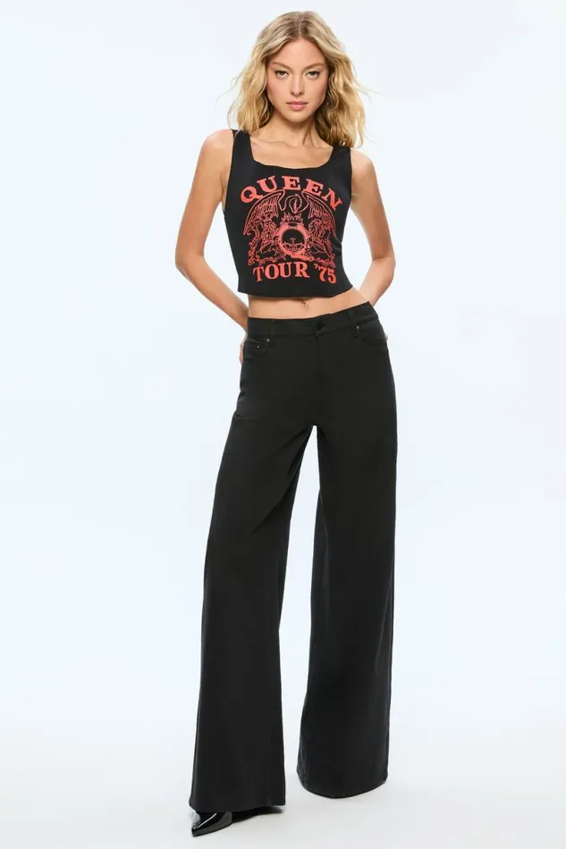 Alice Olivia Breslin Band Tee Corset Blackbright Ruby Women Tops