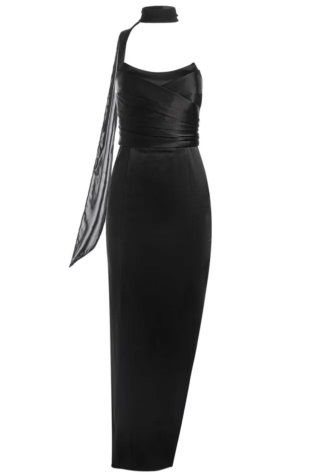 Alice Olivia Carlea Maxi Dress Black Women Dresses