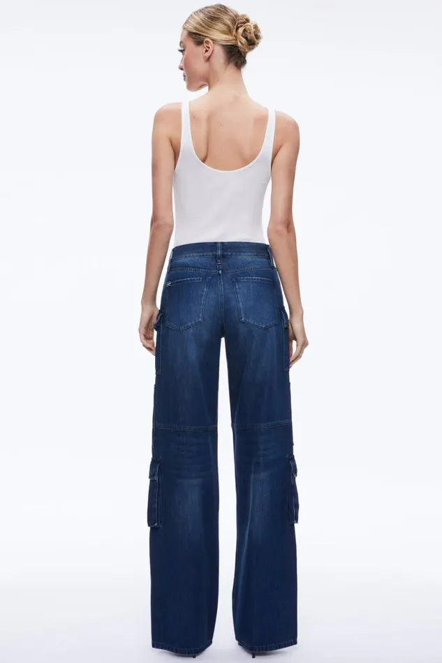 Alice Olivia Cay Cargo Jean Love Train Women Pants