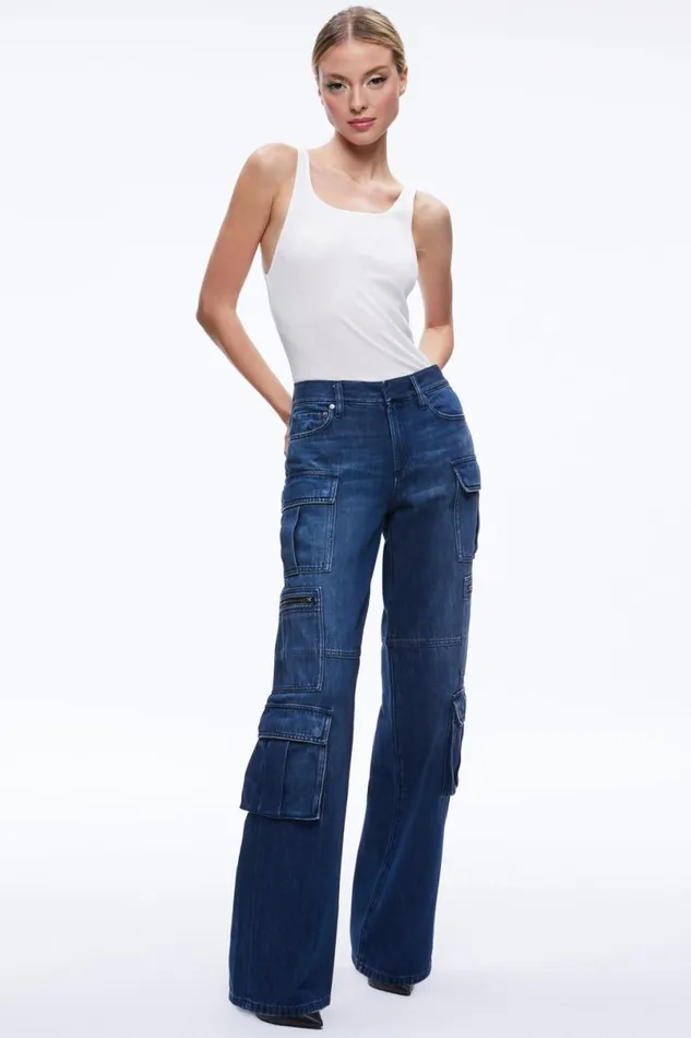 Alice Olivia Cay Cargo Jean Love Train Women Pants