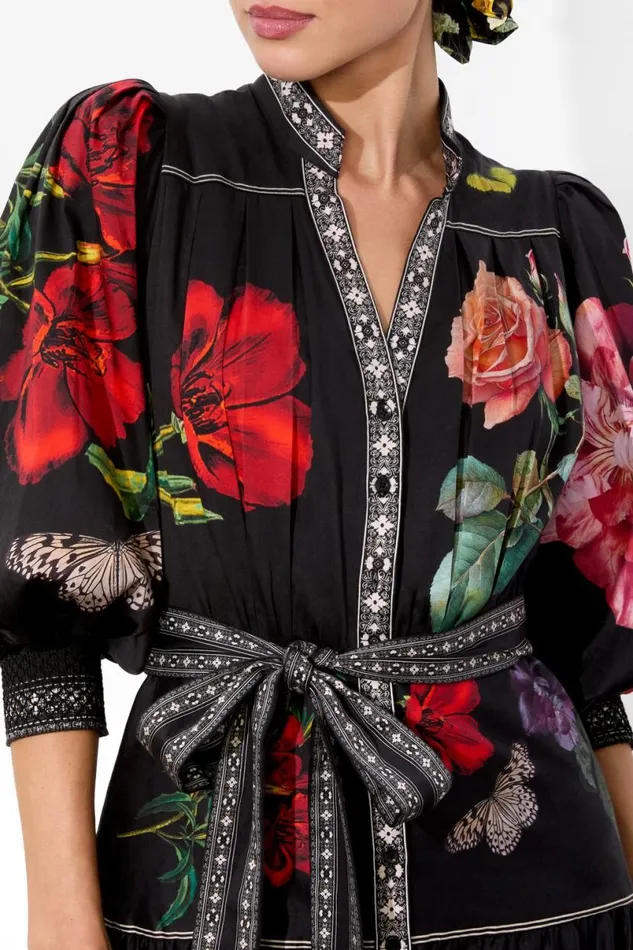 Alice Olivia Cora Maxi Shirt Dress In The Wind Floral Women Dresses