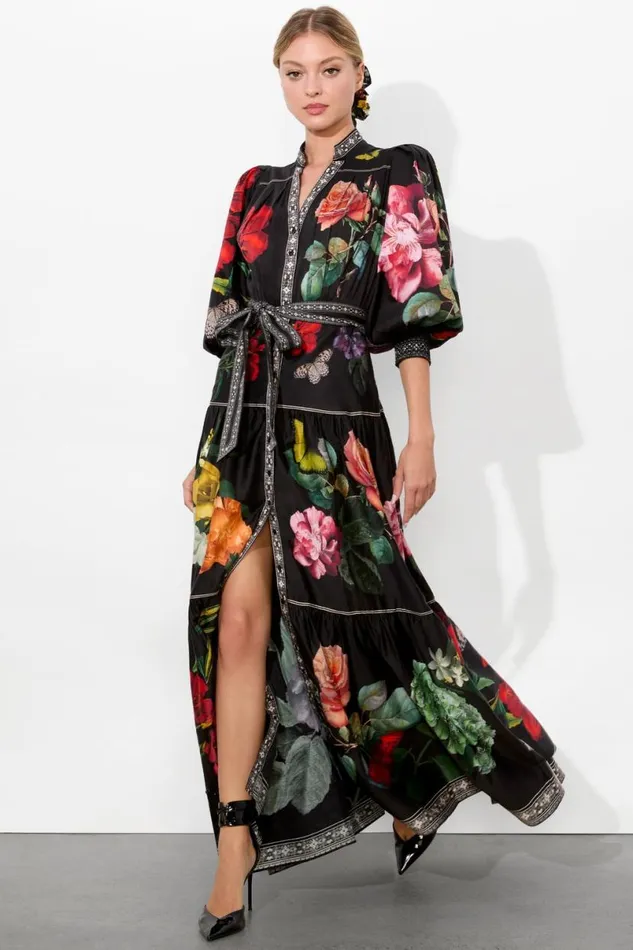 Alice Olivia Cora Maxi Shirt Dress In The Wind Floral Women Dresses
