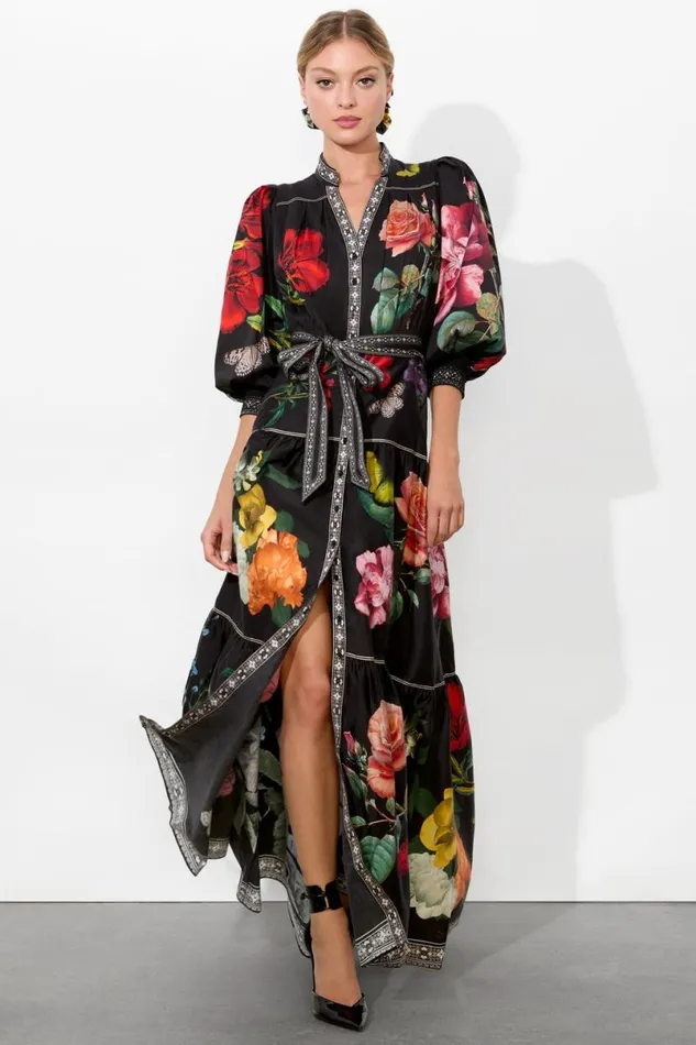 Alice Olivia Cora Maxi Shirt Dress In The Wind Floral Women Dresses