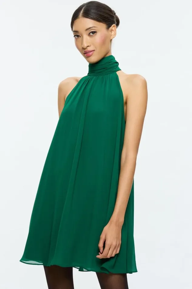 Alice Olivia Corine Mini Dress Forest Green Women Dresses