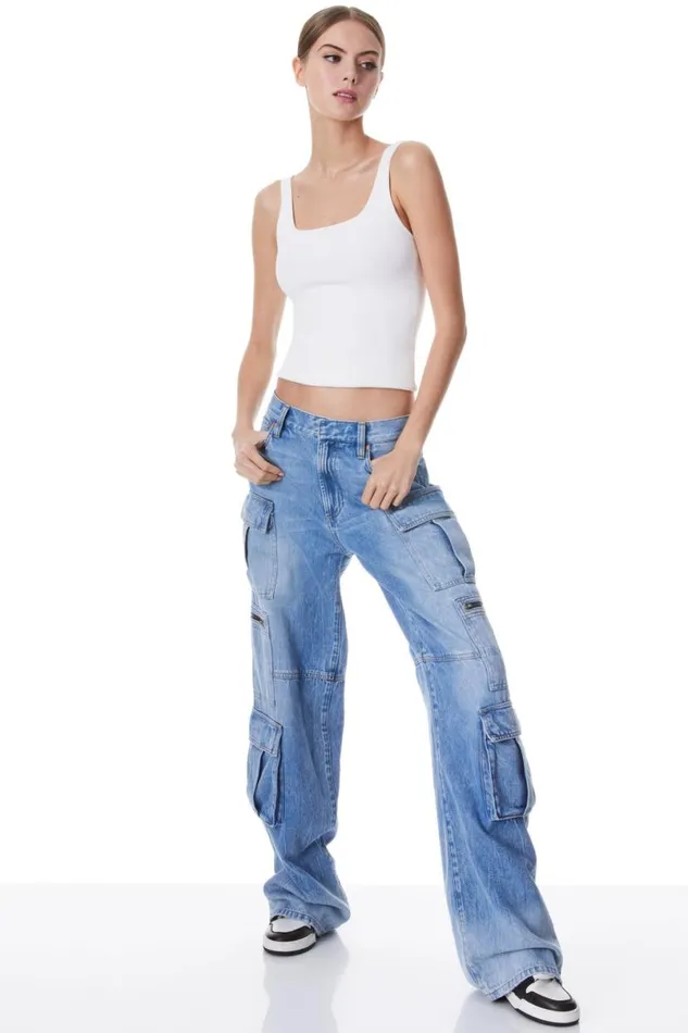 Alice Olivia Daryn Sculpting Tank Soft White Women Tops