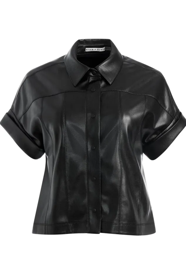 Alice Olivia Edyth Vegan Top Black Women Tops
