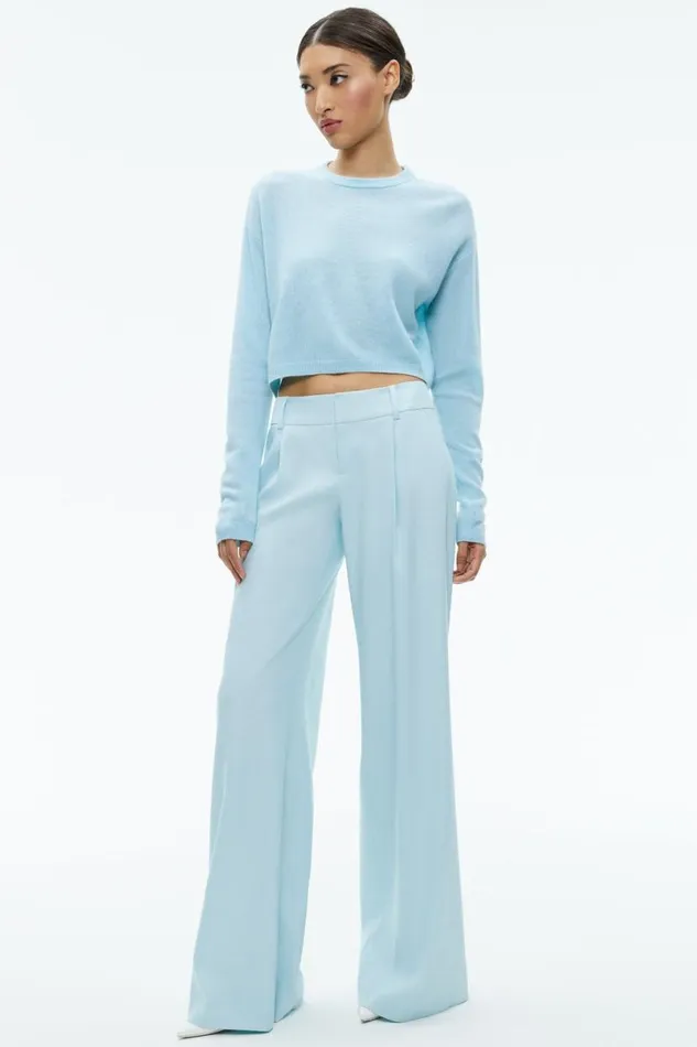 Alice Olivia Eric Low Rise Linen Pant Spring Sky Women Pants