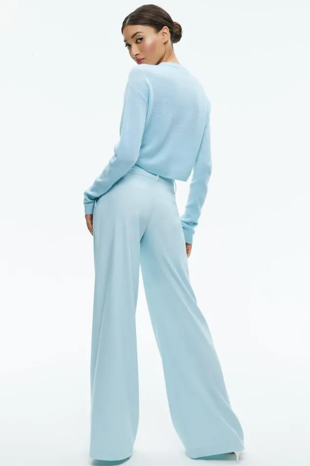 Alice Olivia Eric Low Rise Linen Pant Spring Sky Women Pants