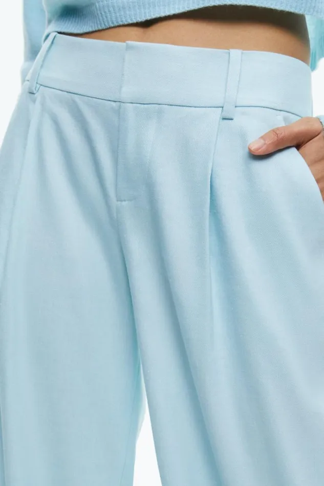 Alice Olivia Eric Low Rise Linen Pant Spring Sky Women Pants