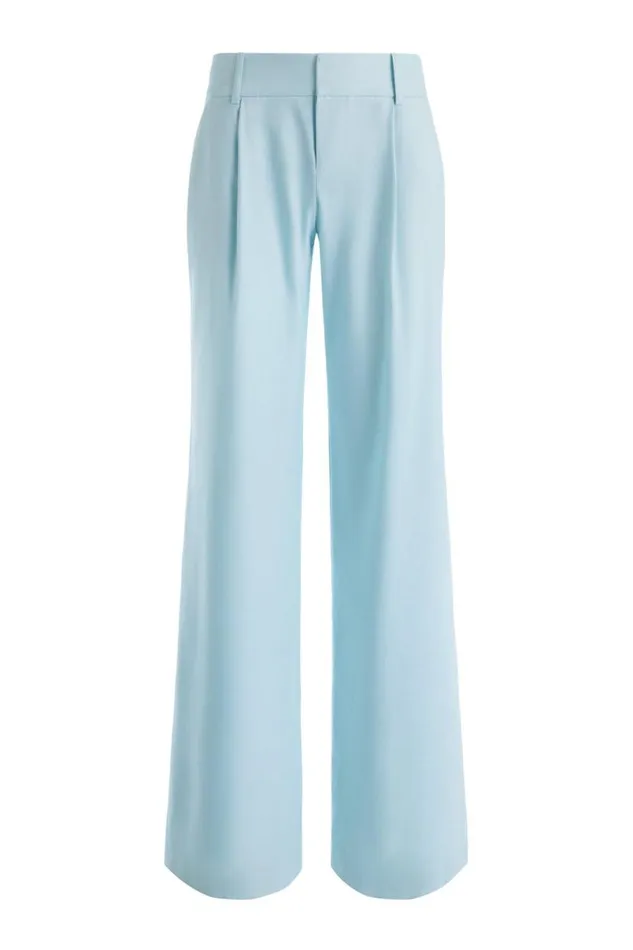 Alice Olivia Eric Low Rise Linen Pant Spring Sky Women Pants