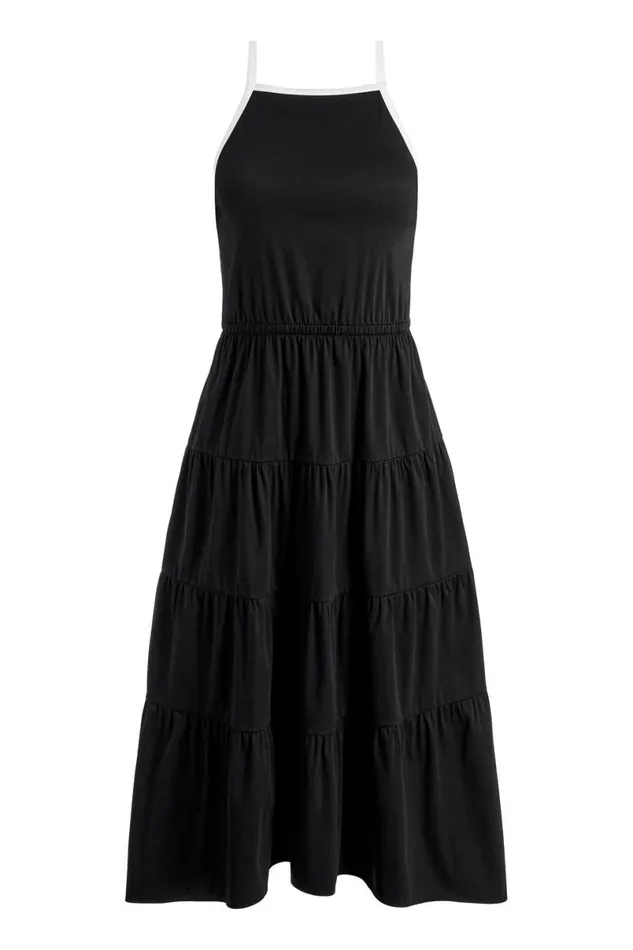 Alice Olivia Hartley Gathered Midi Dress Blackoff White Women Dresses