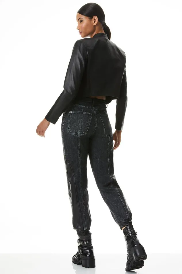 Alice Olivia Harvey Leather Jacket Black Women Suits