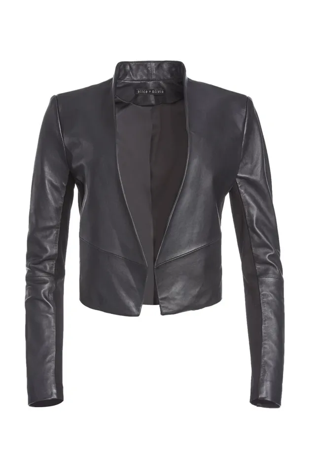 Alice Olivia Harvey Leather Jacket Black Women Suits