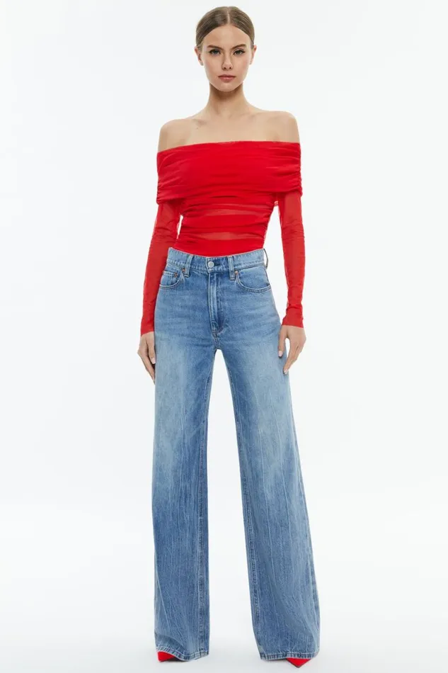Alice Olivia Isadola Top Bright Ruby Women Tops