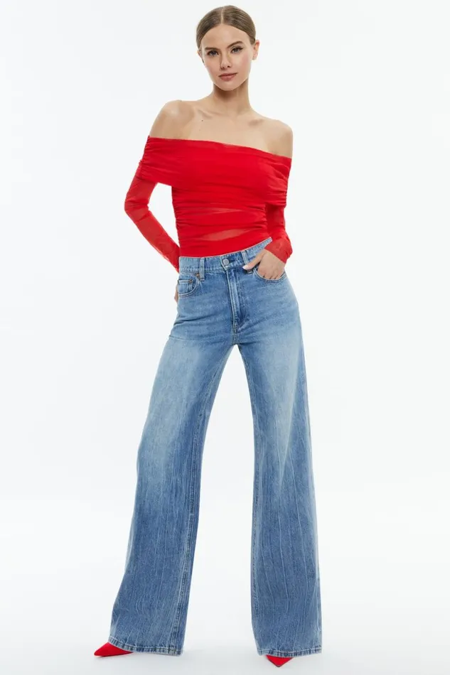 Alice Olivia Isadola Top Bright Ruby Women Tops