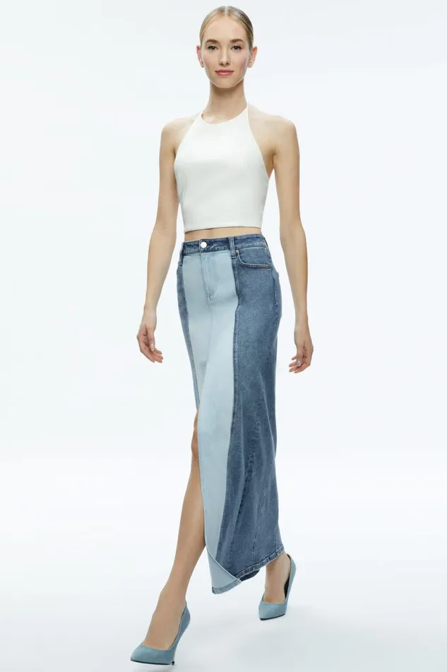 Alice Olivia Jaymee Vegan Leather Cropped Halter Top Off White Women Tops
