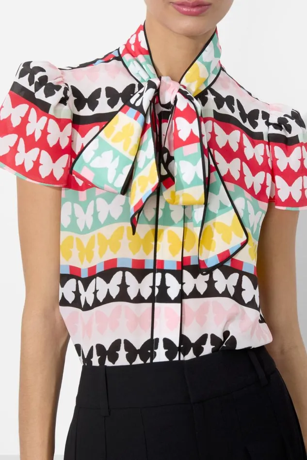 Alice Olivia Jeannie Button Down Flutters Women Tops