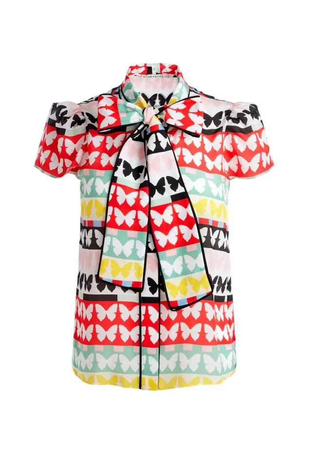 Alice Olivia Jeannie Button Down Flutters Women Tops