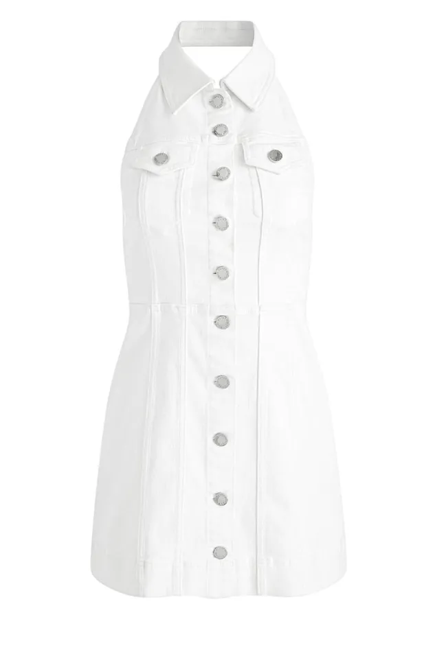 Alice Olivia Kendall Denim Mini Dress Off White Women Dresses