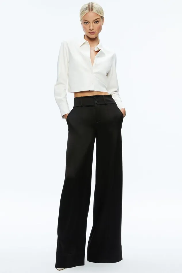 Alice Olivia Leon Vegan Crop Top Off White Women Tops