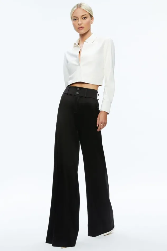 Alice Olivia Leon Vegan Crop Top Off White Women Tops
