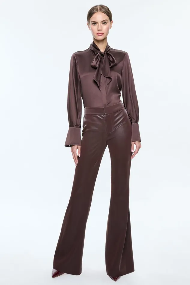 Alice Olivia Lloyd Button Down Espresso Women Tops